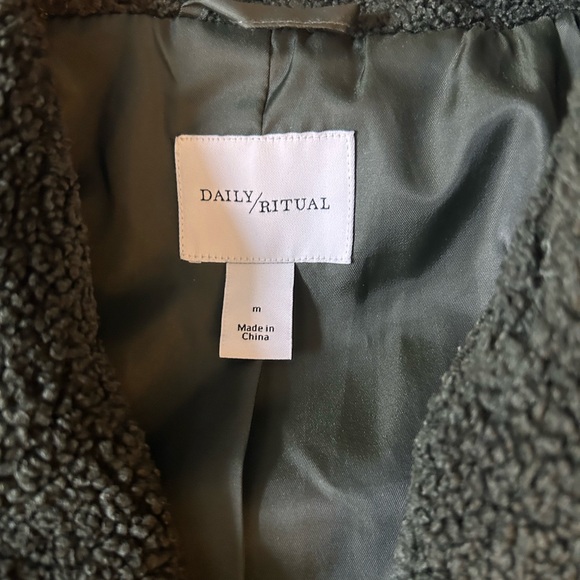 Daily Ritual Dark Green Teddy Coat - Picture 2 of 3